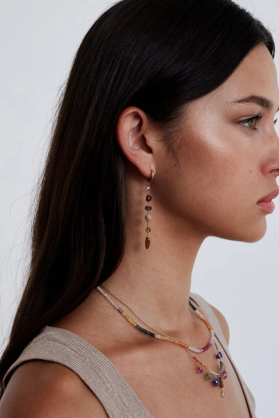 Chan Luu Women's Rahel Multi-Layer Tiered Drop Earrings - Mixed Material Boho Chic Design