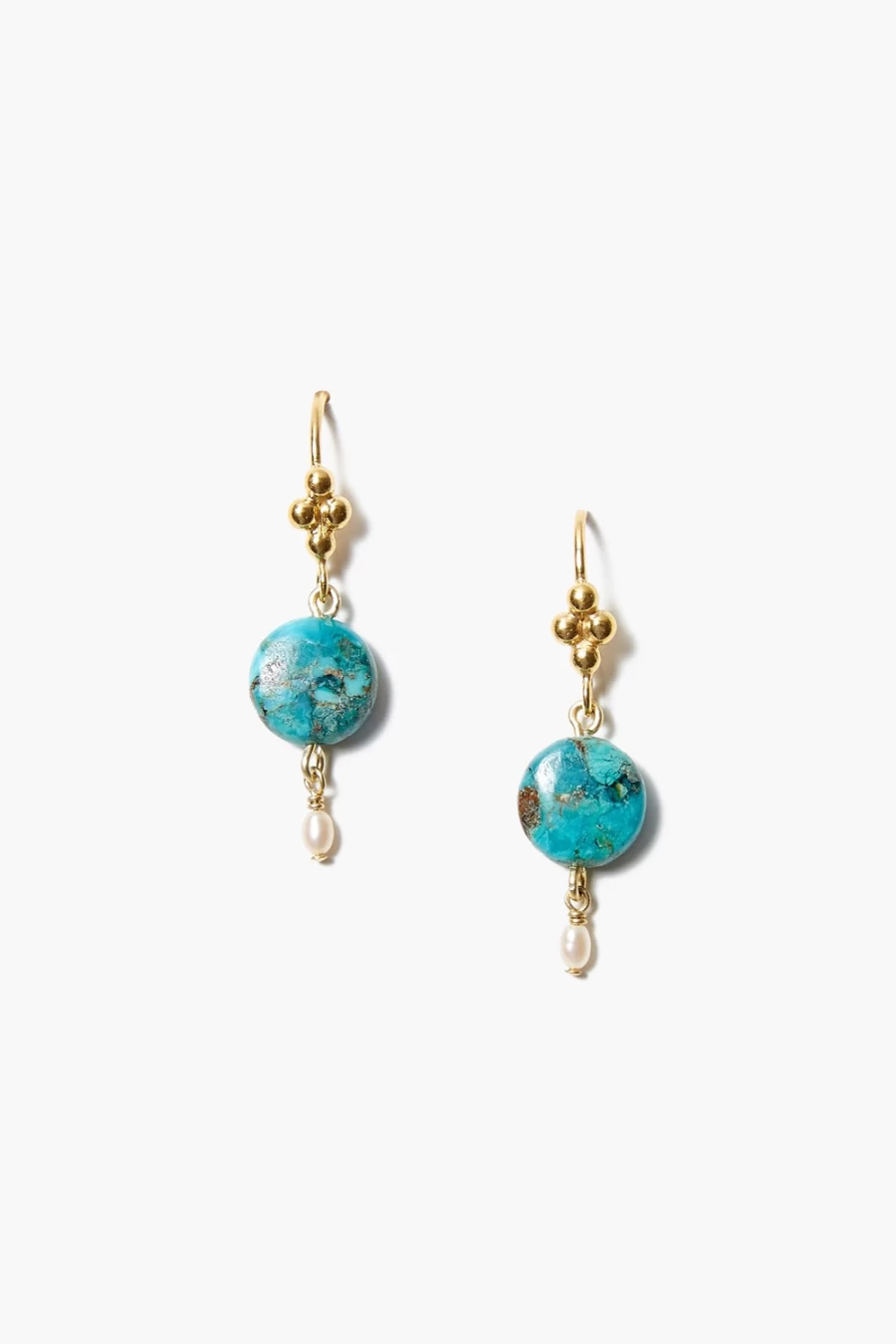 "Chan Luu Turquoise Pearl Drop Earrings for Women – Handcrafted Bohemian Dangle Earrings"