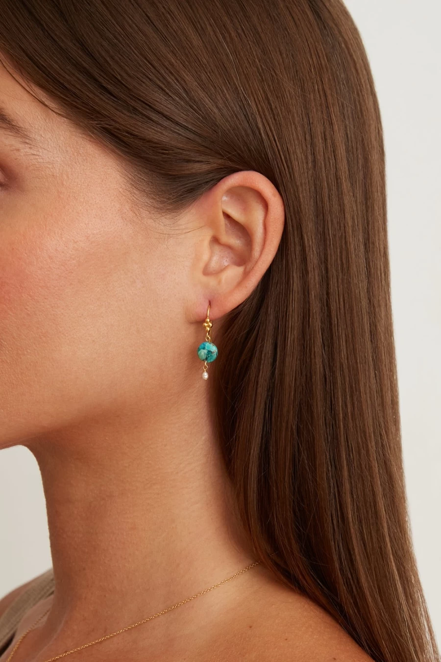 "Chan Luu Turquoise Pearl Drop Earrings for Women – Handcrafted Bohemian Dangle Earrings"