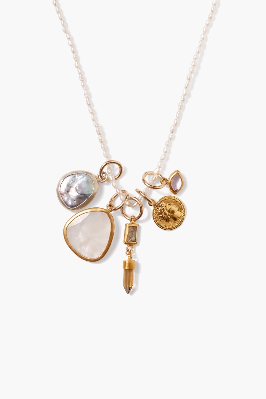 Chan Luu Hypatia Charm Necklace for Women with White Pearl Accents