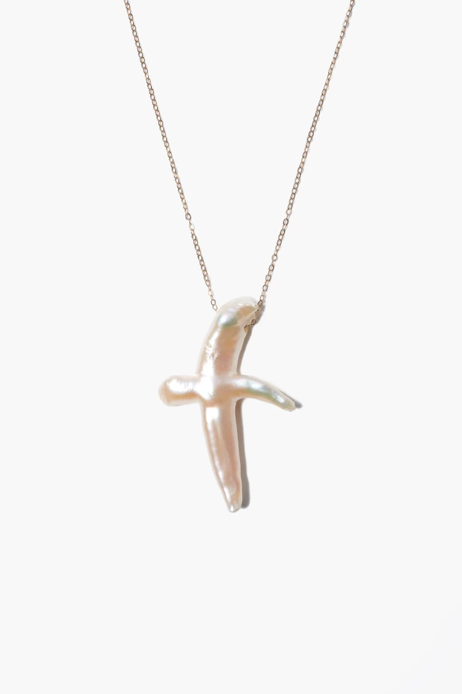 Chan Luu Women's 14K Gold Biwa Pearl Cross Pendant Necklace