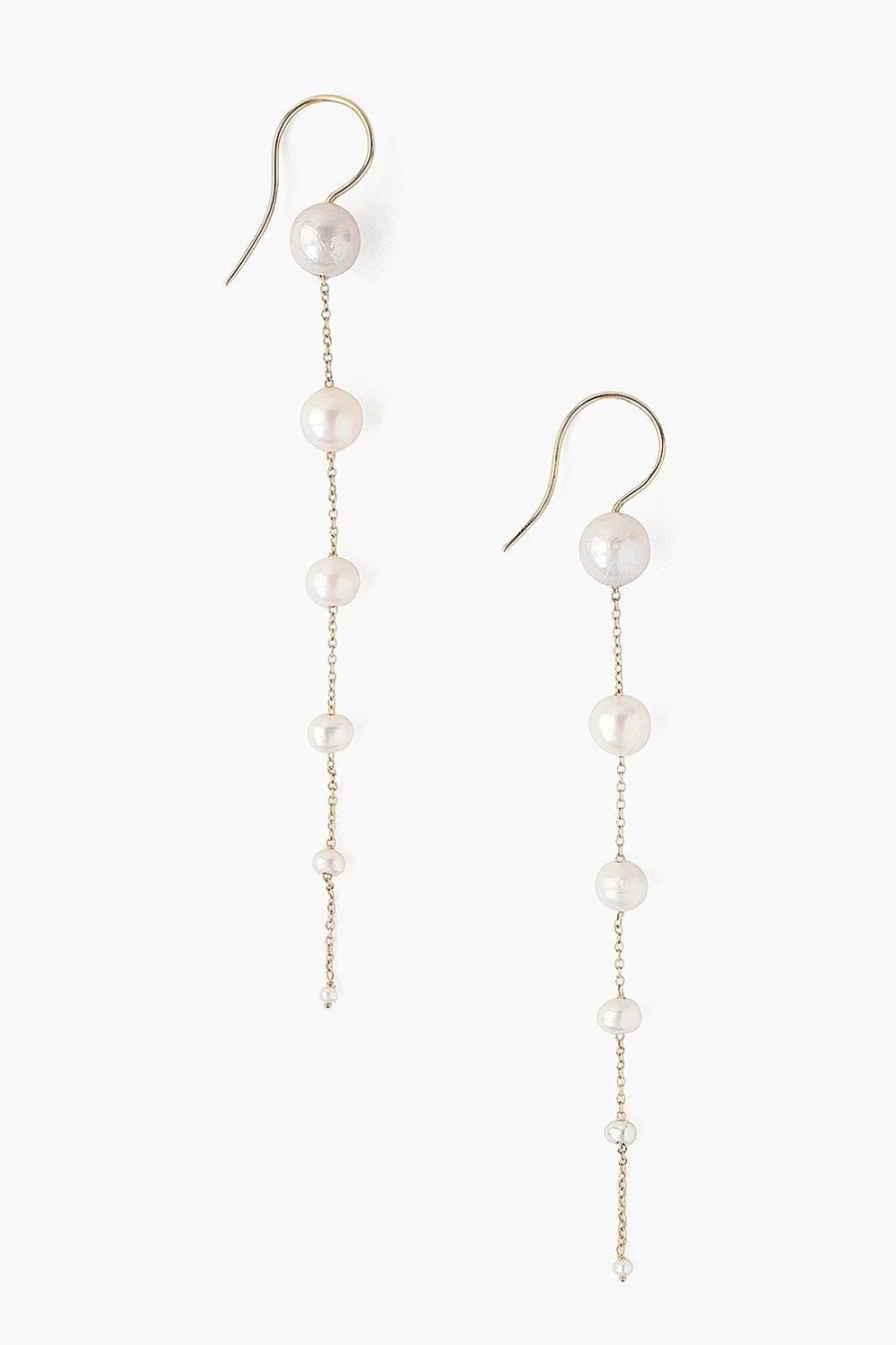 Chan Luu 14K Gold Graduated White Pearl Earrings for Women
