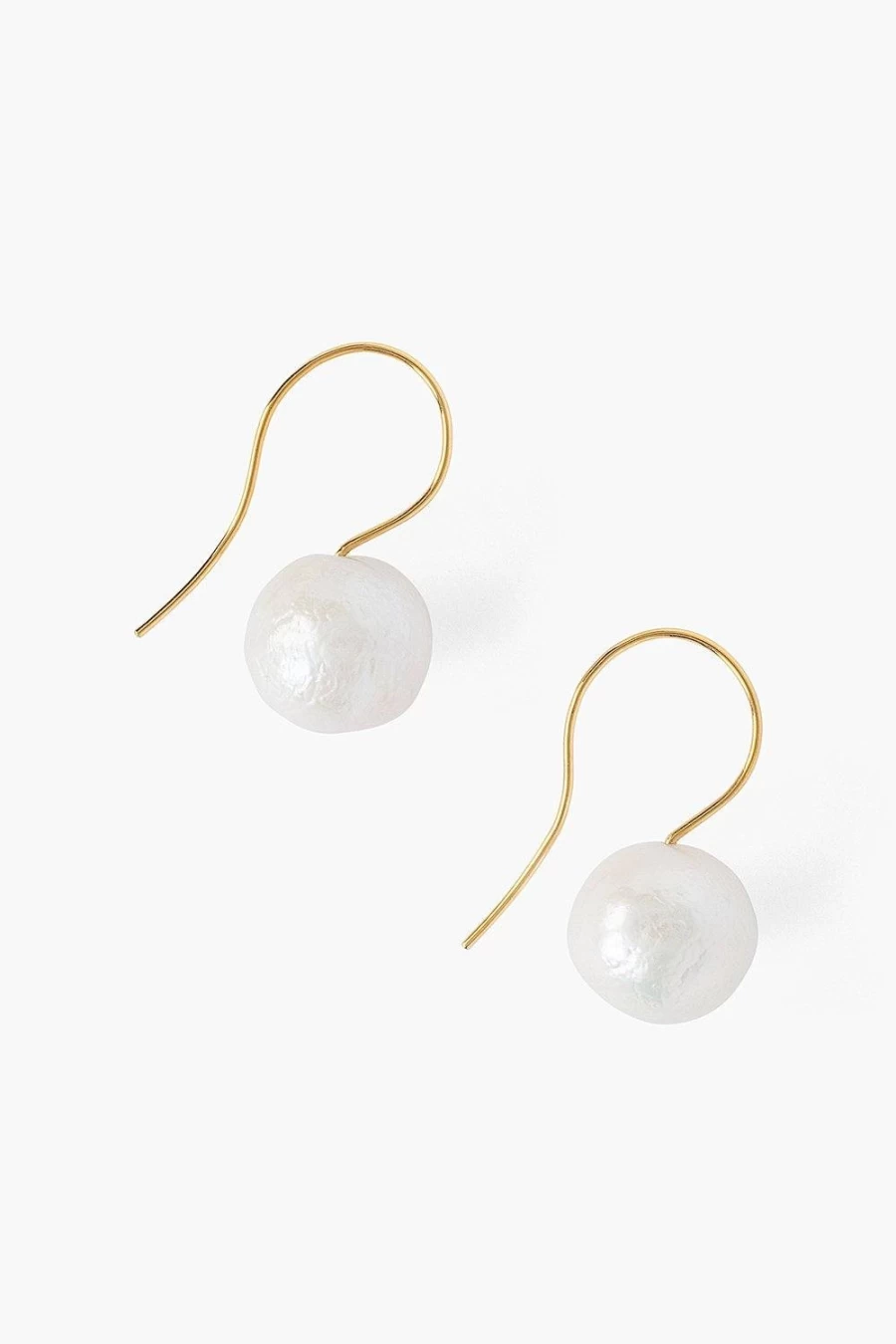 Chan Luu Women's White Baroque Pearl Drop Earrings with Gold Accents