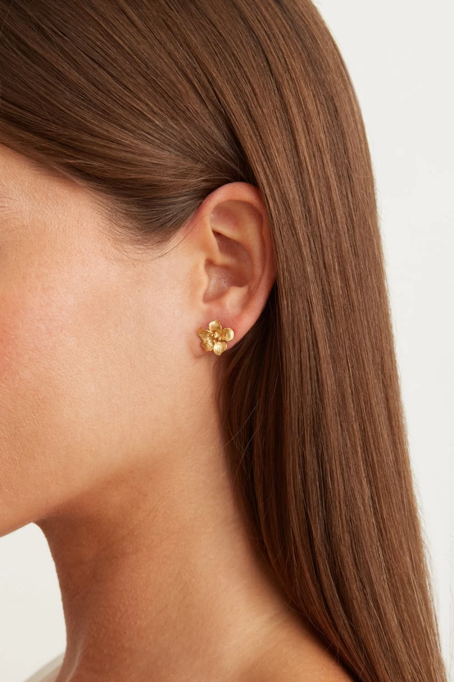 Chan Luu Gold Hibiscus Stud Earrings for Women - Handcrafted Floral Jewelry