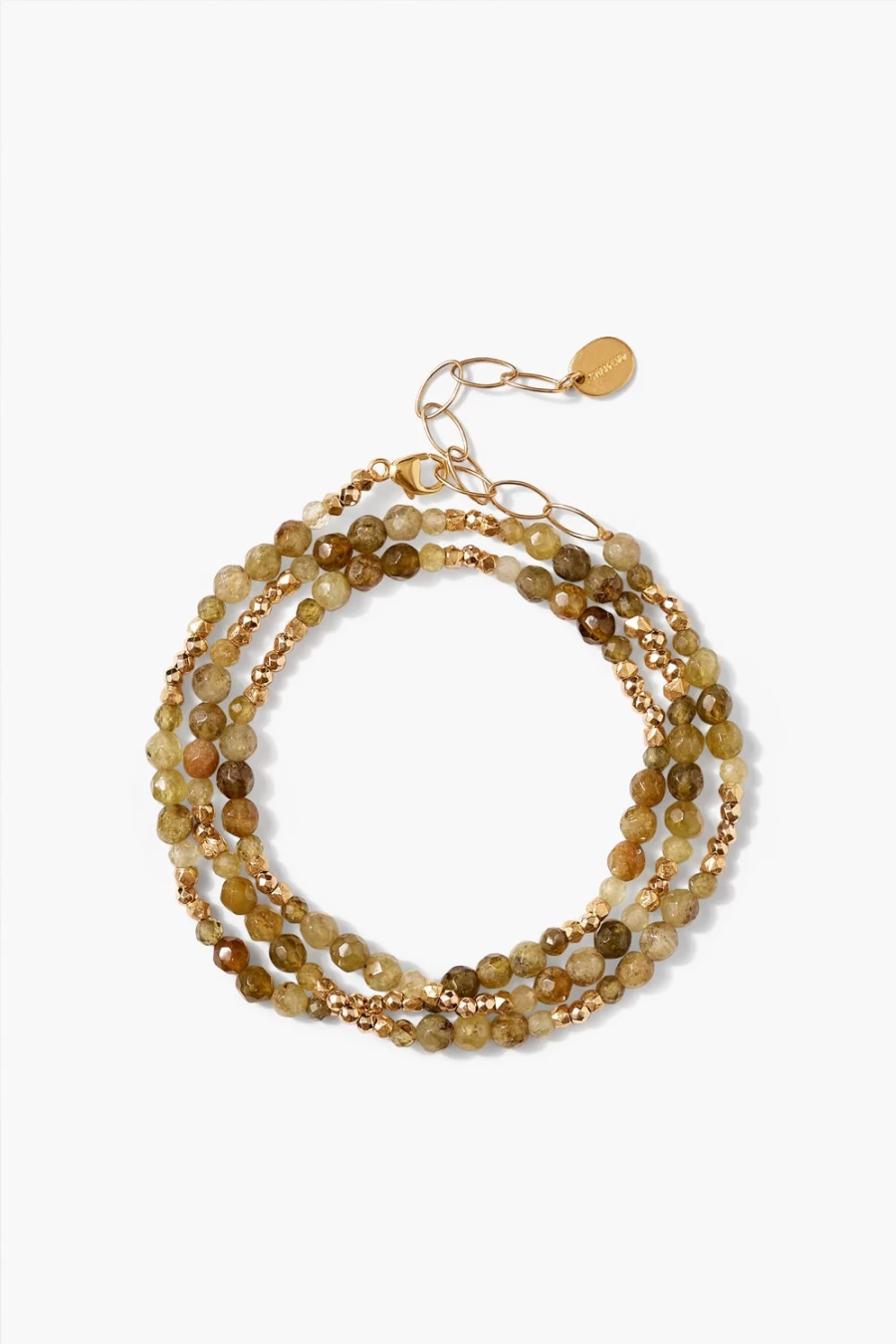 Chan Luu Women's Granada Naked Wrap Bracelet with Green Garnet Beads