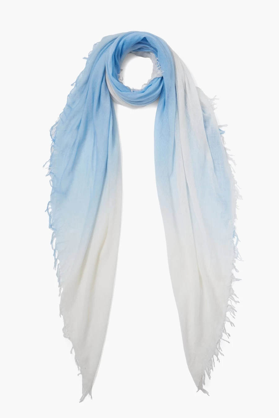 "Chan Luu Women's Baby Blue Dip-Dyed Cashmere Silk Scarf – Luxurious Soft Blend"