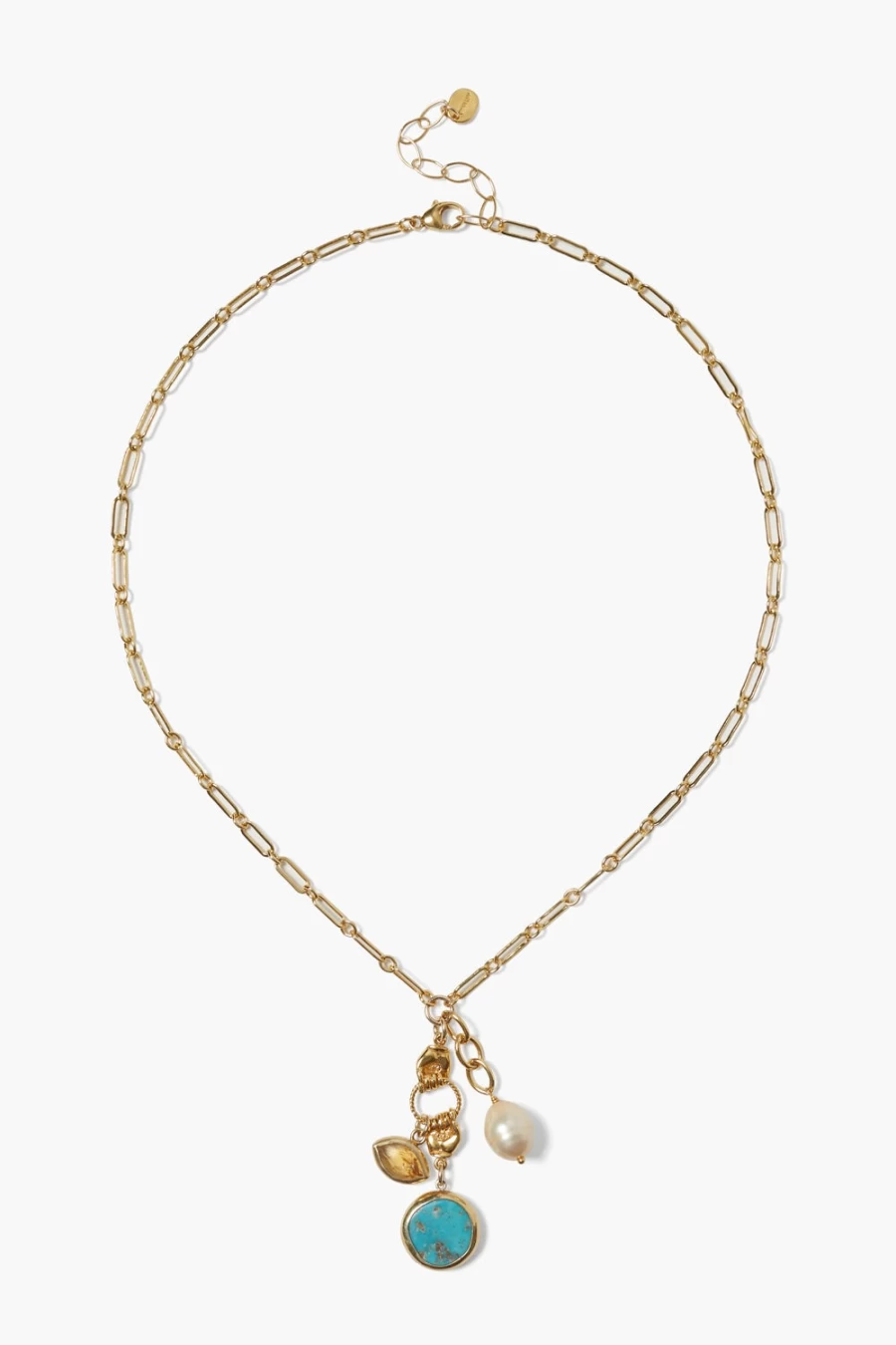 Chan Luu Women's Sardinia Charm Necklace with Turquoise Beads - Handcrafted Bohemian Jewelry
