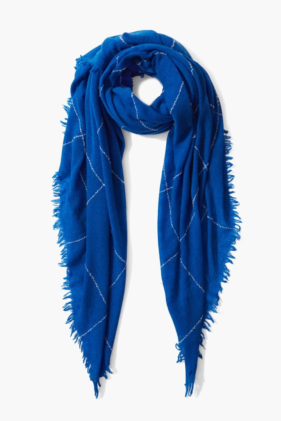 Chan Luu Women's Estate Blue Windowpane Cashmere Scarf - Luxury Soft Wrap