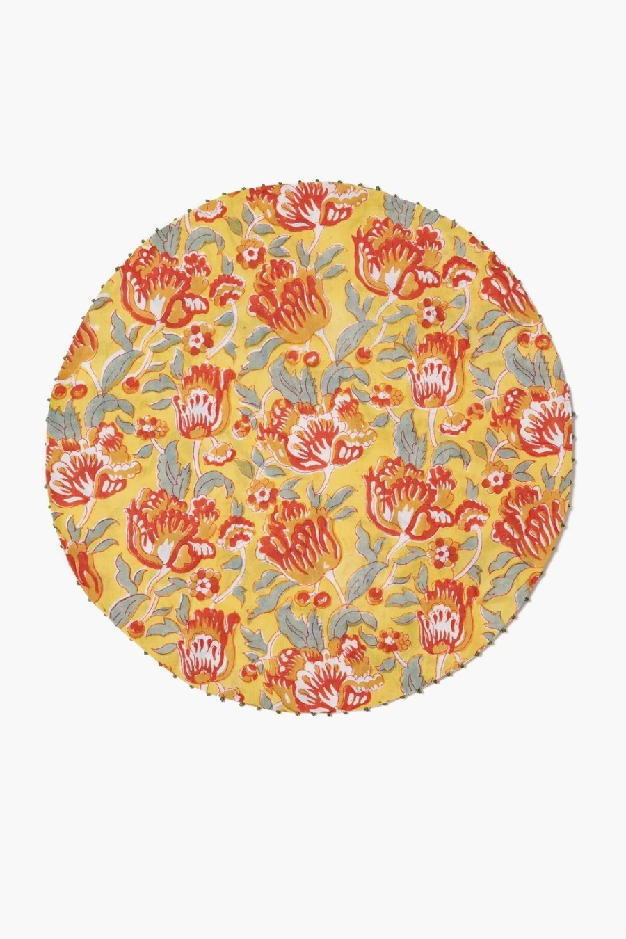 "Chan Luu Reversible Block Print Placemats Set for Women – Tangerine Design"