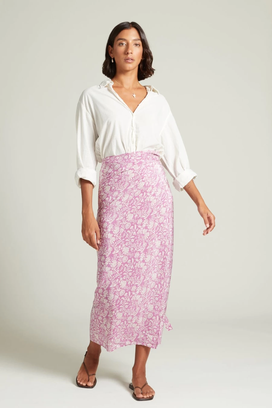 Chan Luu Women's Eloise Floral Wrap Skirt in Mulberry - Boho Chic Printed Maxi Skirt