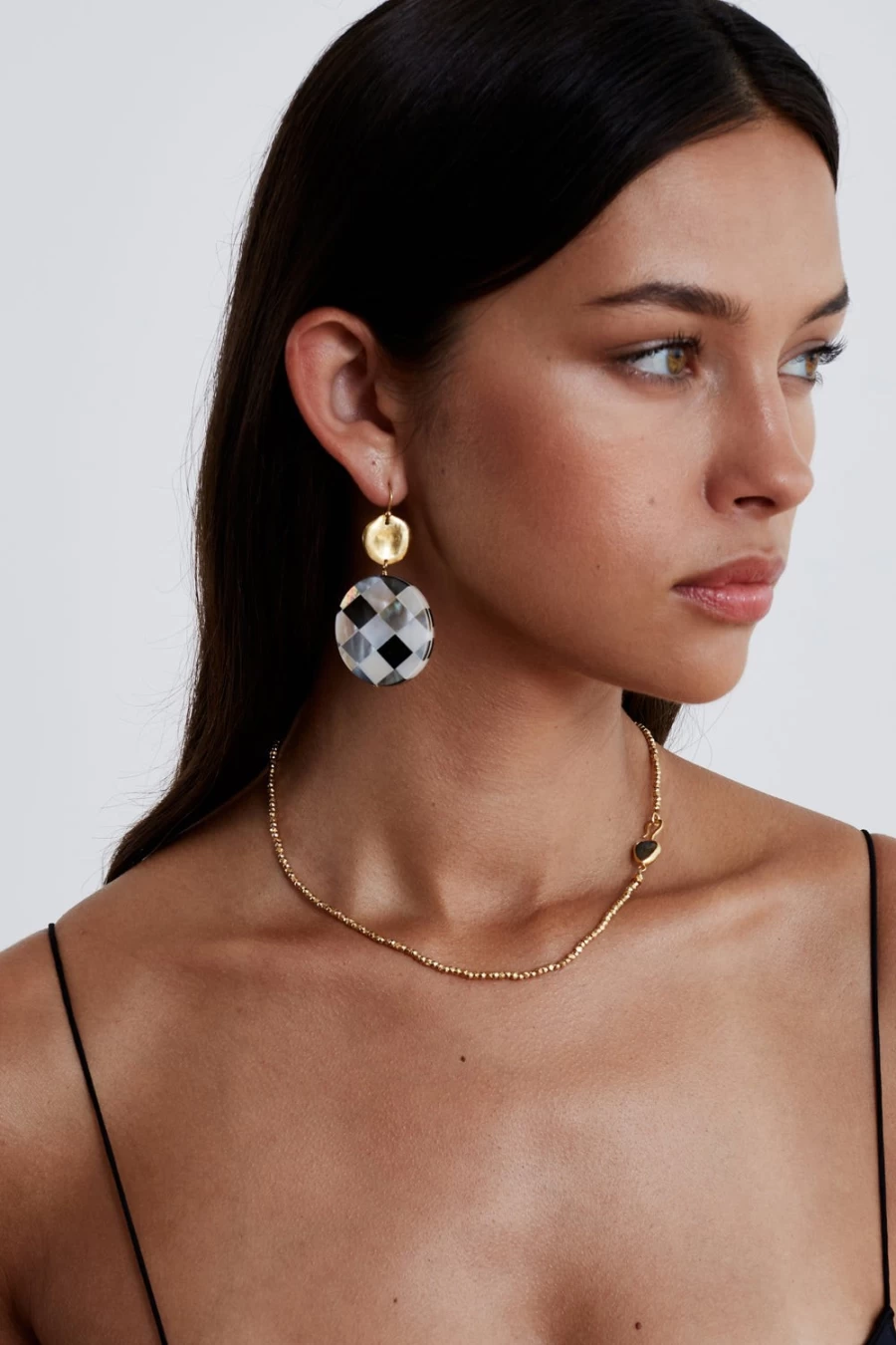 Chan Luu Harlequin Black Mother of Pearl Drop Earrings for Women