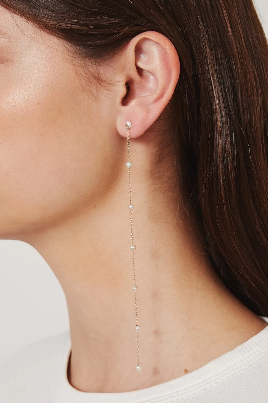 Chan Luu 14K Gold Layered Pearl Earrings for Women - Elegant White Tiered Studs