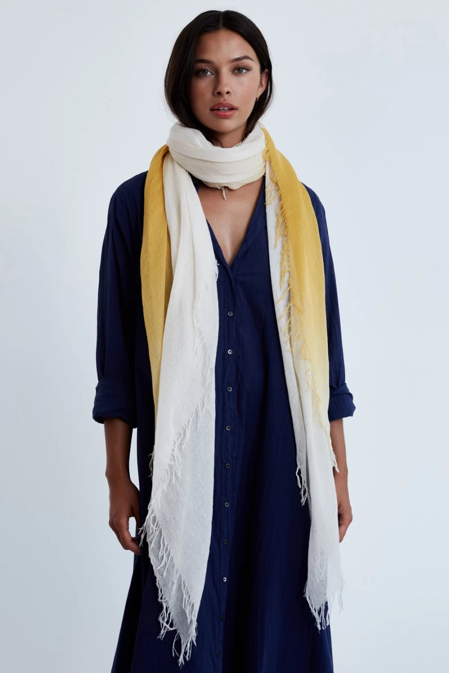 "Chan Luu Women's Honey Dip-Dyed Cashmere Silk Scarf – Luxurious Blend Wrap"