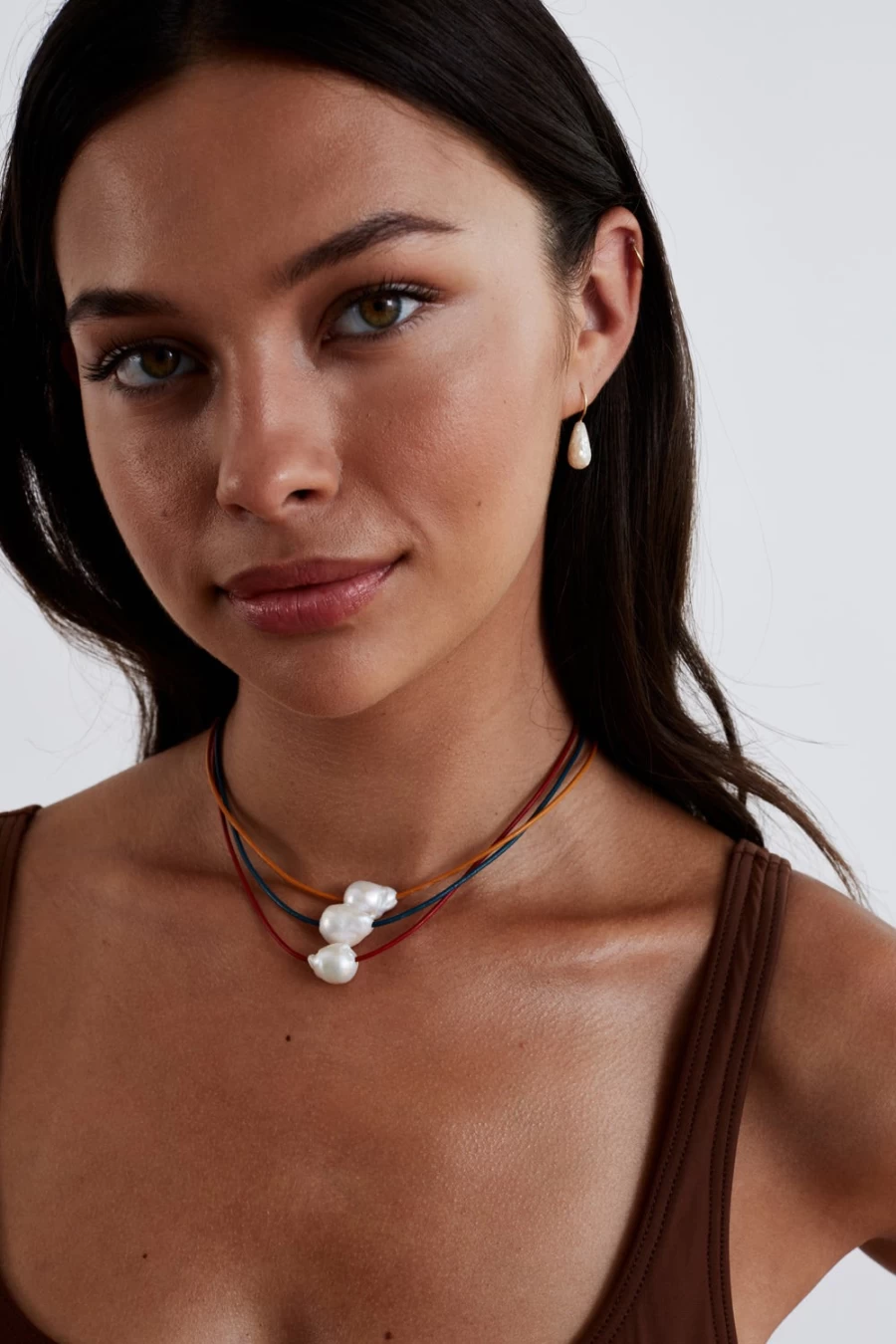Chan Luu Women's Isla Pearl Necklace with Red Beads - Handcrafted Boho Jewelry