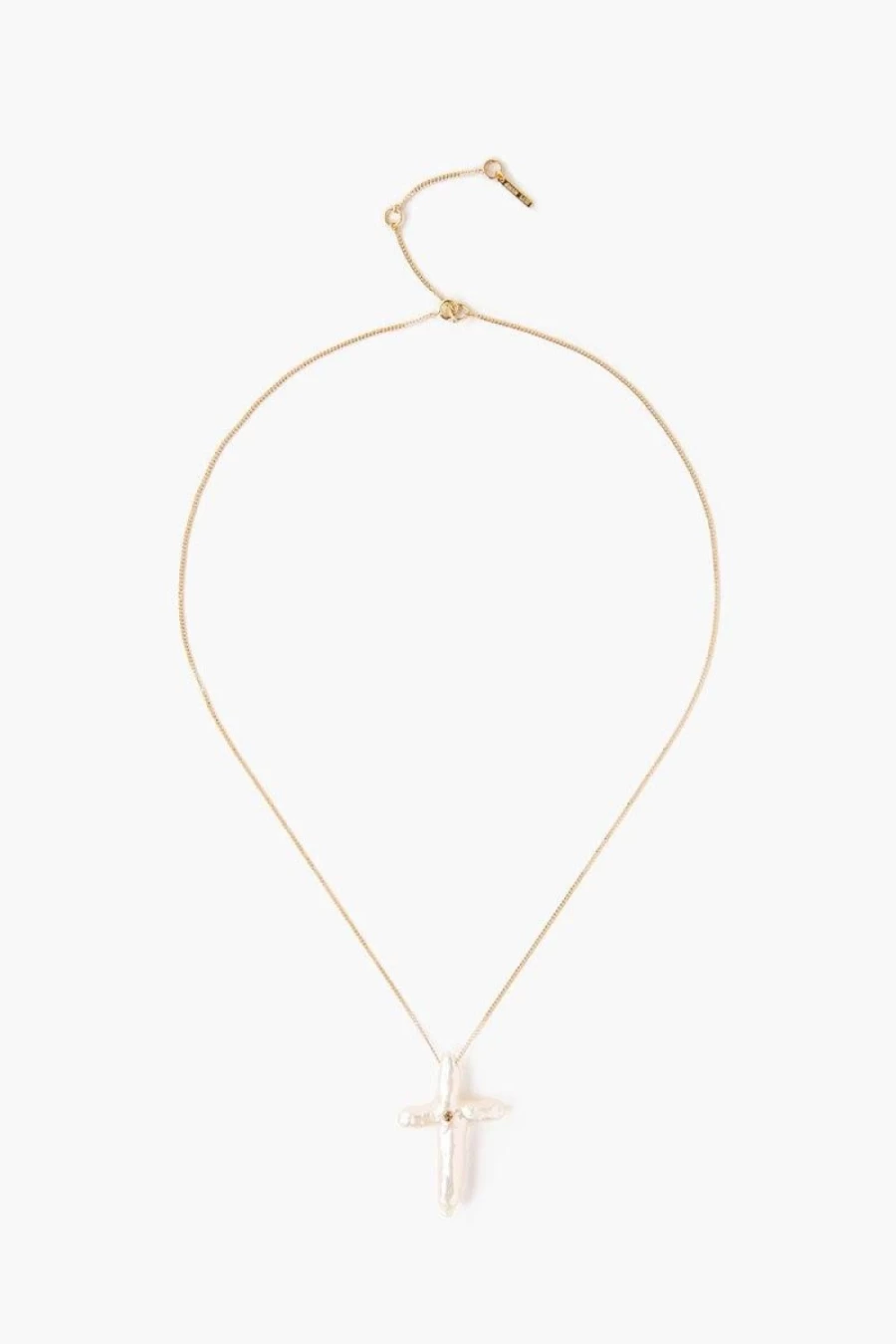 "Chan Luu Women's 14K Gold Baroque Pearl and Champagne Diamond Cross Pendant Necklace"