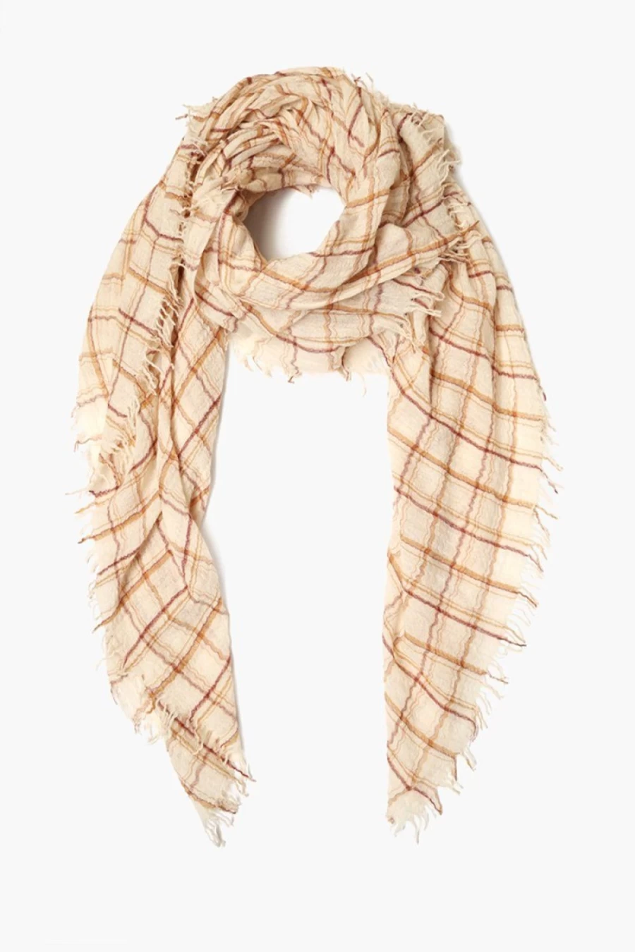 Chan Luu Women's Seed Pearl Embellished Plaid Wool Scarf