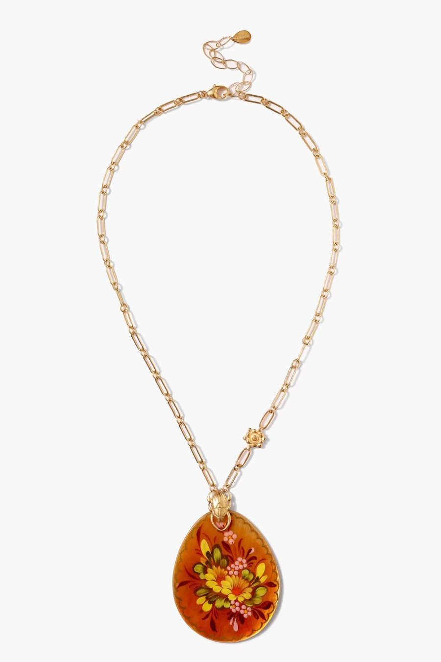 Chan Luu Women's Posy Painted Teardrop Necklace - Sunset Mix Handmade Beaded Jewelry