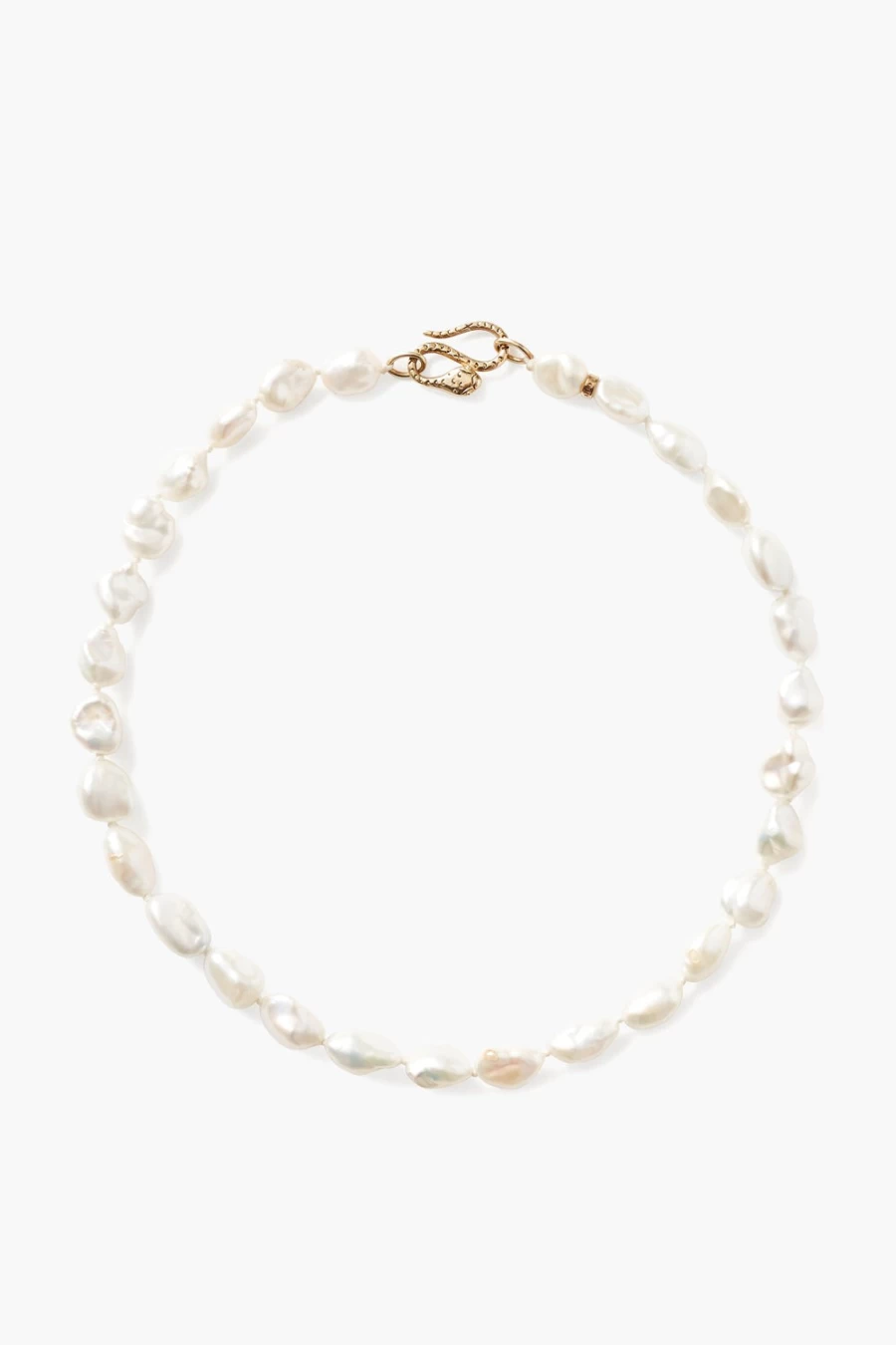 Chan Luu Women's White Keshi Pearl Cobra Necklace - Handcrafted Boho Chic Jewelry