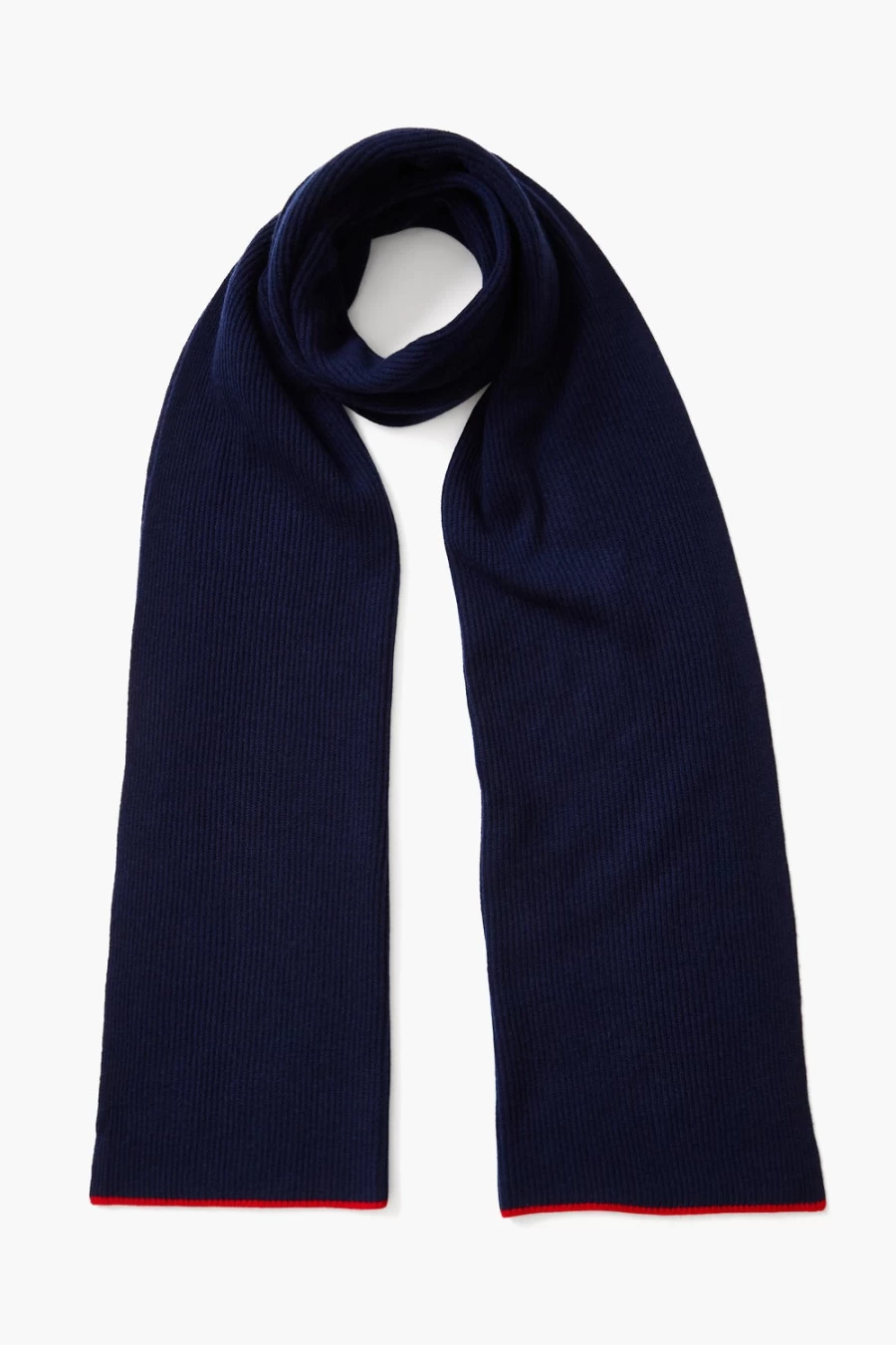 "Chan Luu Women's Blue & Red Striped Cashmere Wool Scarf – Ribbed Knit Winter Wrap"