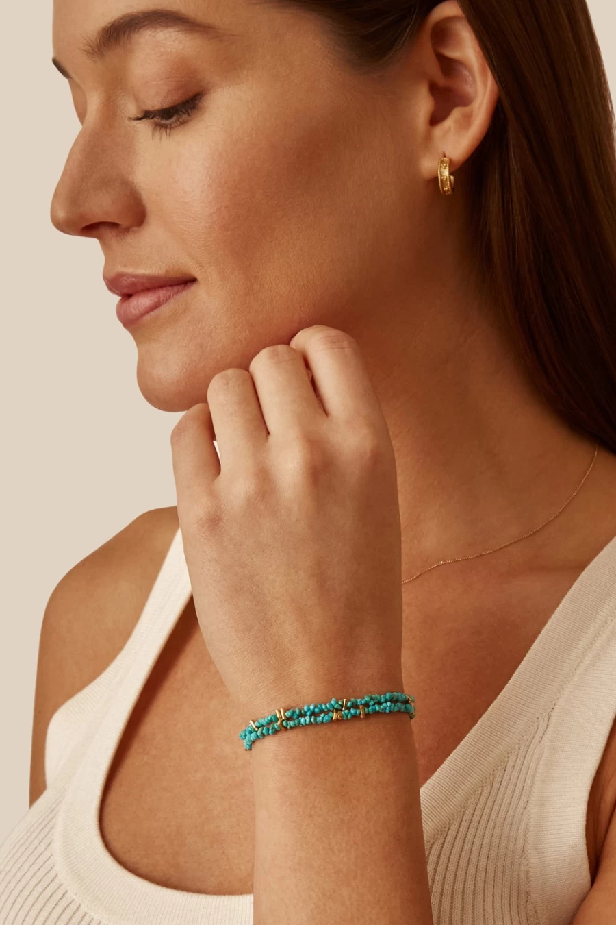 "Chan Luu Women's Turquoise & Gold Heishi Beaded Bracelet"
