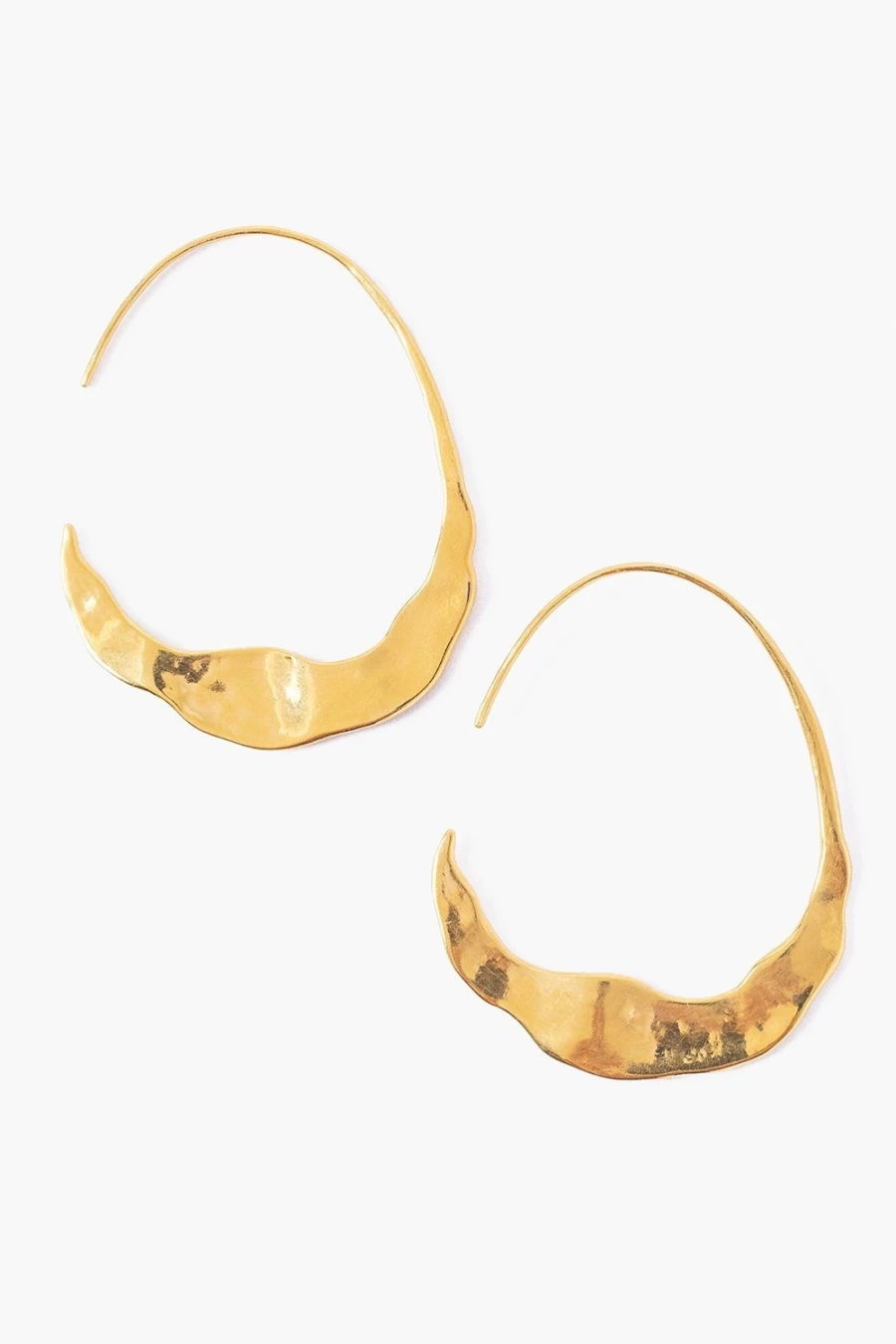 Chan Luu Gold Crescent Moon Hoops for Women - Elegant Hollow Drop Earrings