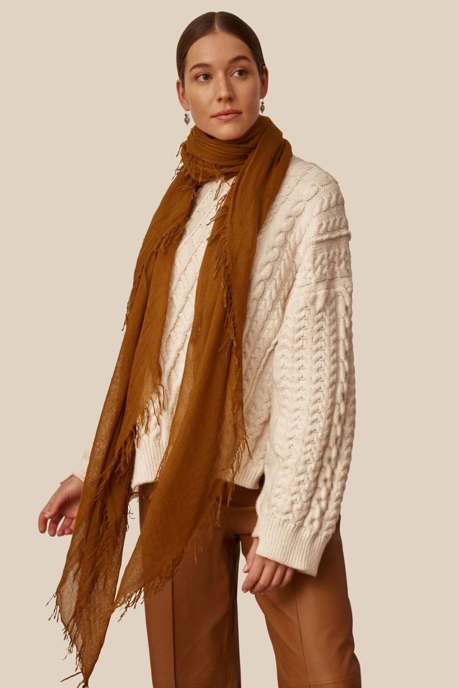 Chan Luu Women's Cashmere Silk Blend Scarf - Luxurious Tapenade Green Woven Wrap