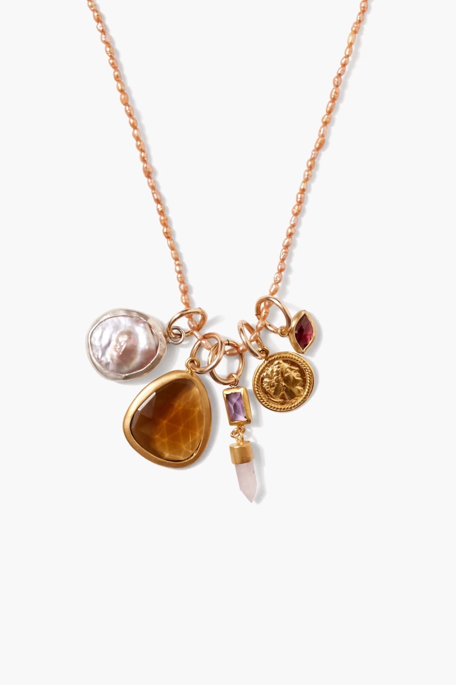 Chan Luu Hypatia Champagne Pearl & Charm Necklace for Women