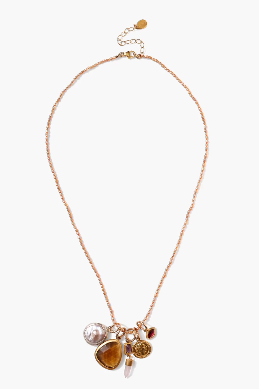 Chan Luu Hypatia Champagne Pearl & Charm Necklace for Women