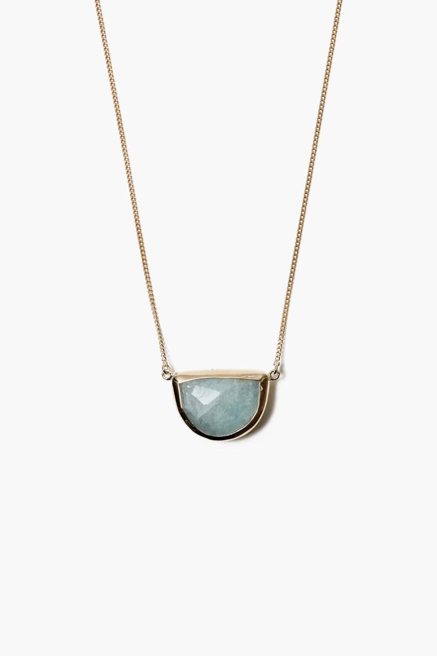 Chan Luu 14K Gold Aquamarine Pendant Necklace for Women - Elegant Luna Moon Design