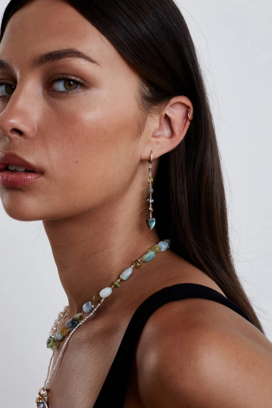 Chan Luu Women's Blue Multi Mix Tiered Drop Earrings – Handcrafted Boho Chic Dangle Earrings