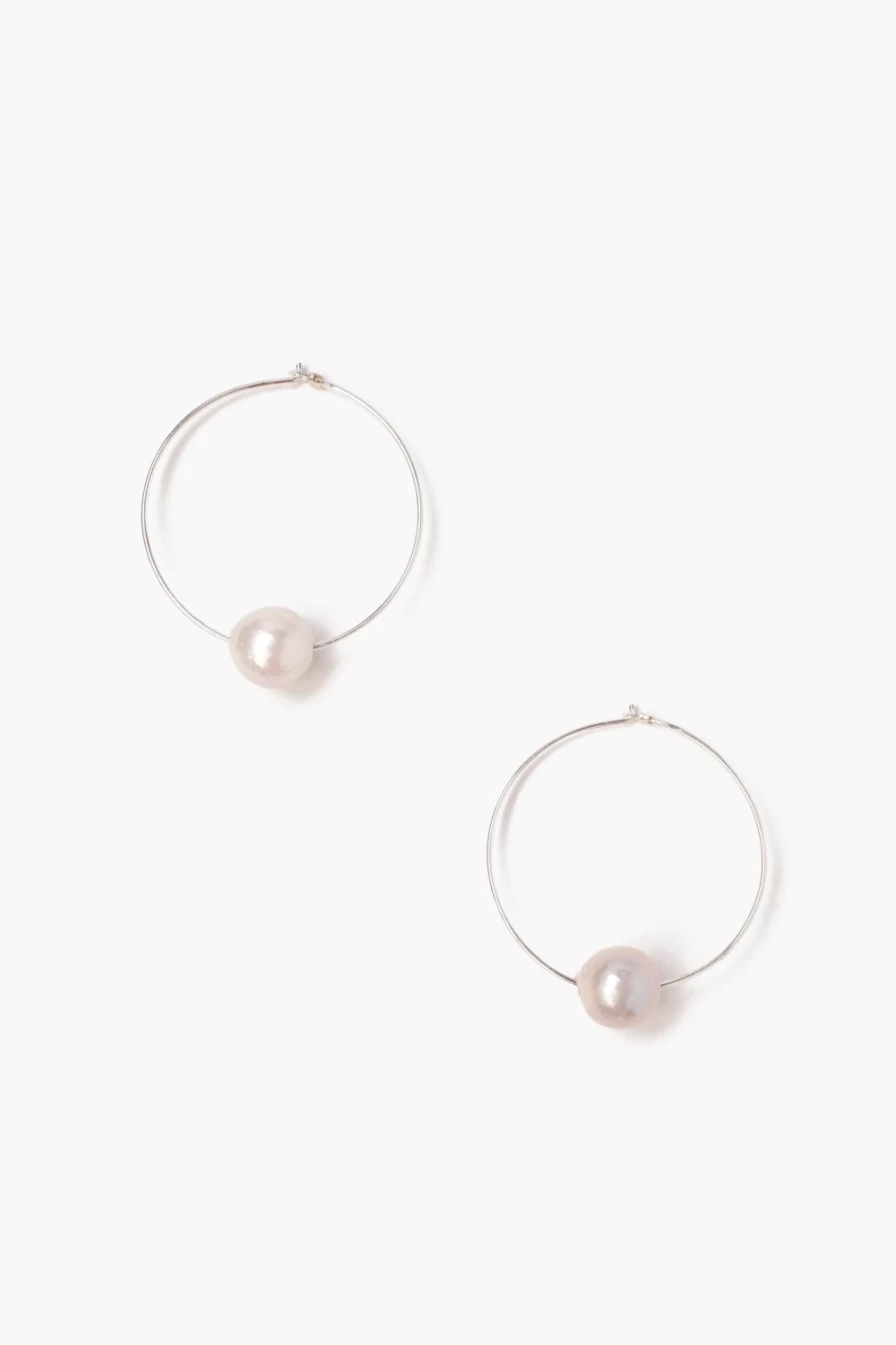 "Chan Luu Women's White Floating Pearl Hoop Earrings – Elegant Pearl Drop Design"