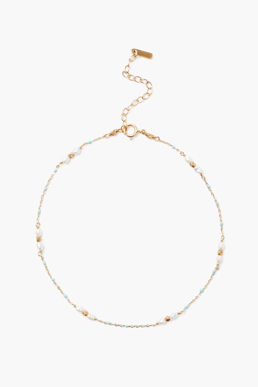 Chan Luu Women's Pearl Turquoise Enamel Beaded Anklet Bracelet