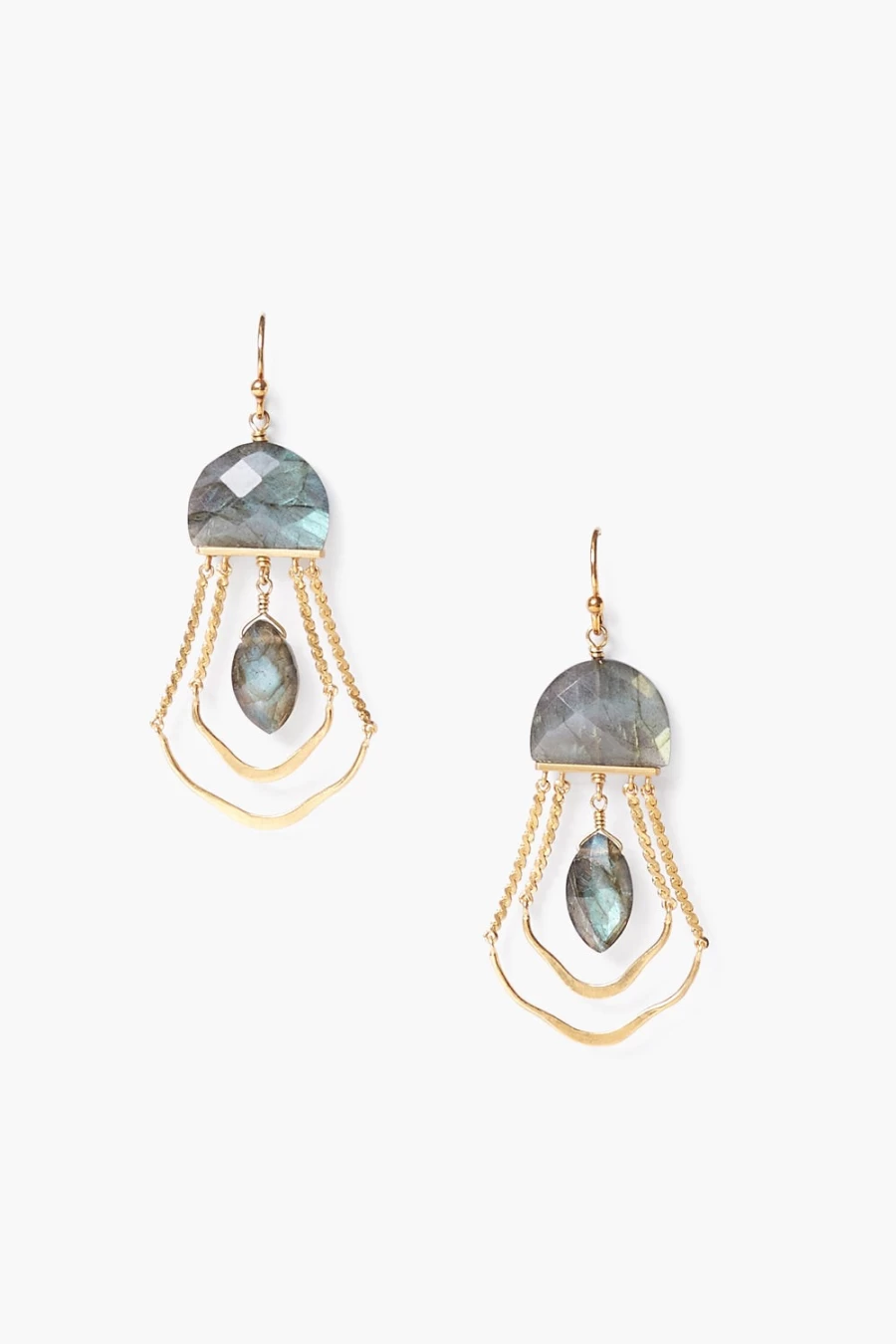 Chan Luu Women's Labradorite Gemstone Luna Chandelier Earrings - Handcrafted Silver Dangle Earrings for Boho Chic Style