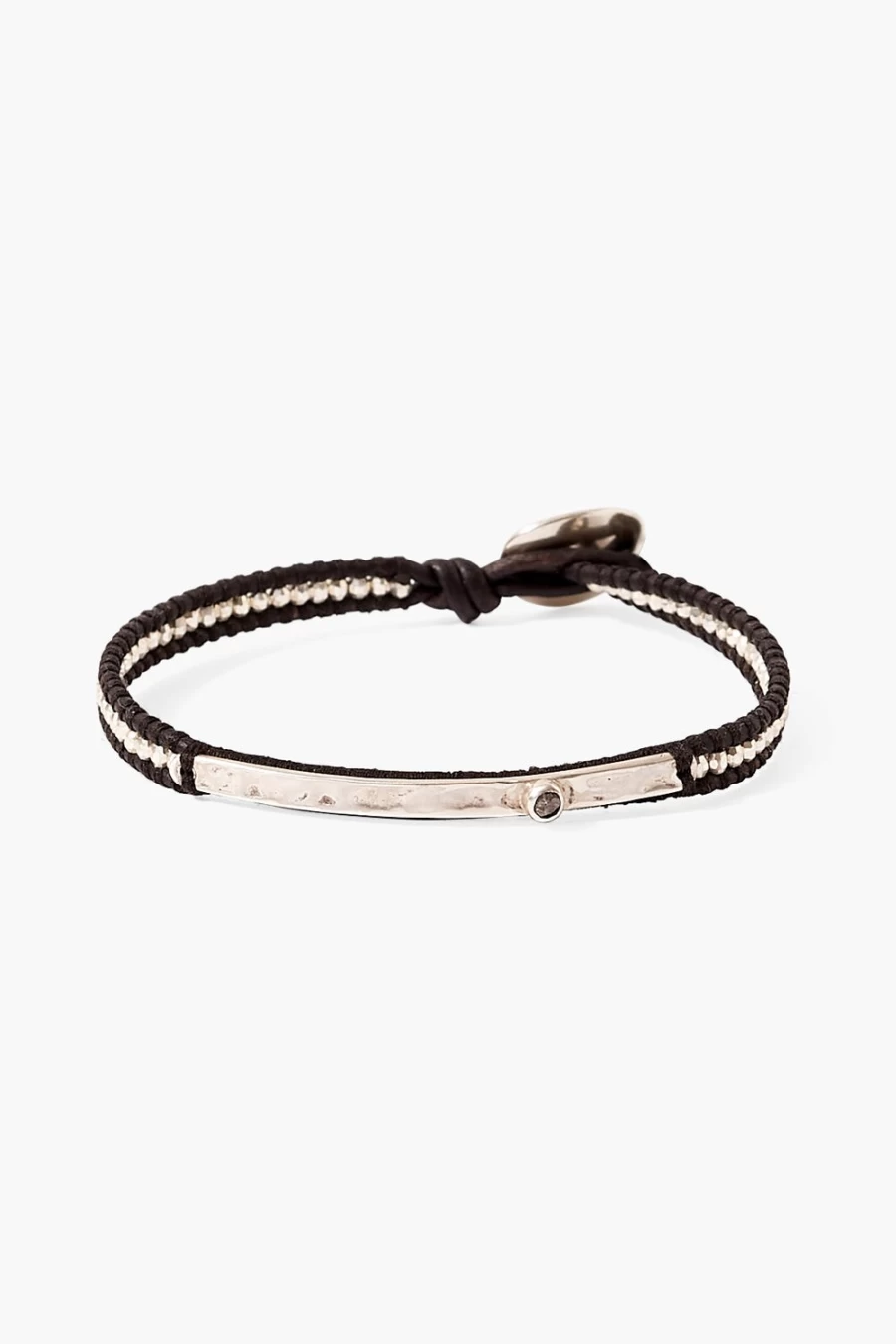 Chan Luu Women's Black Diamond Bar Single Wrap Leather Bracelet
