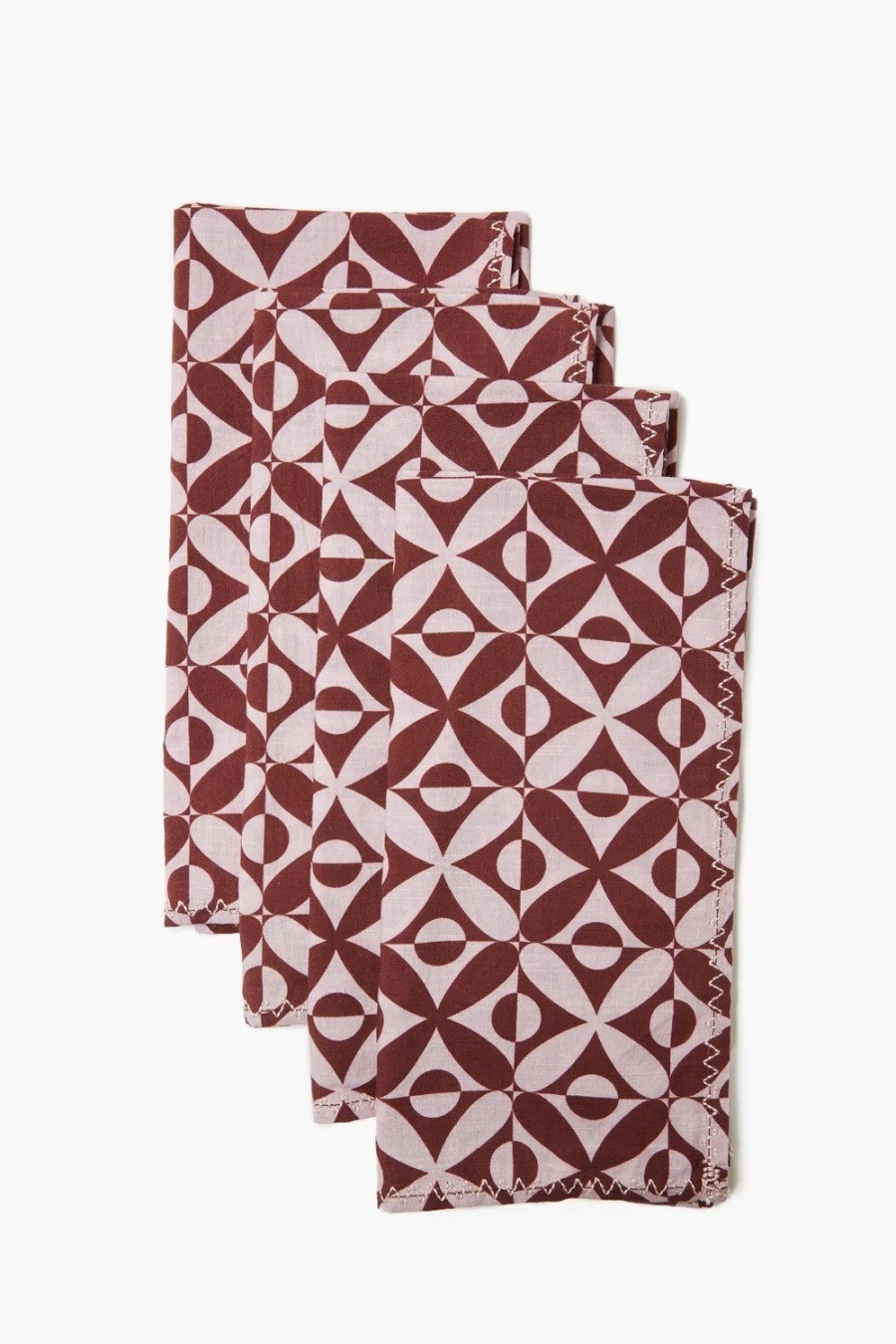 "Chan Luu Women's Tawny Port Mod Tile Print Napkin Set - Stylish Decorative Table Linens"
