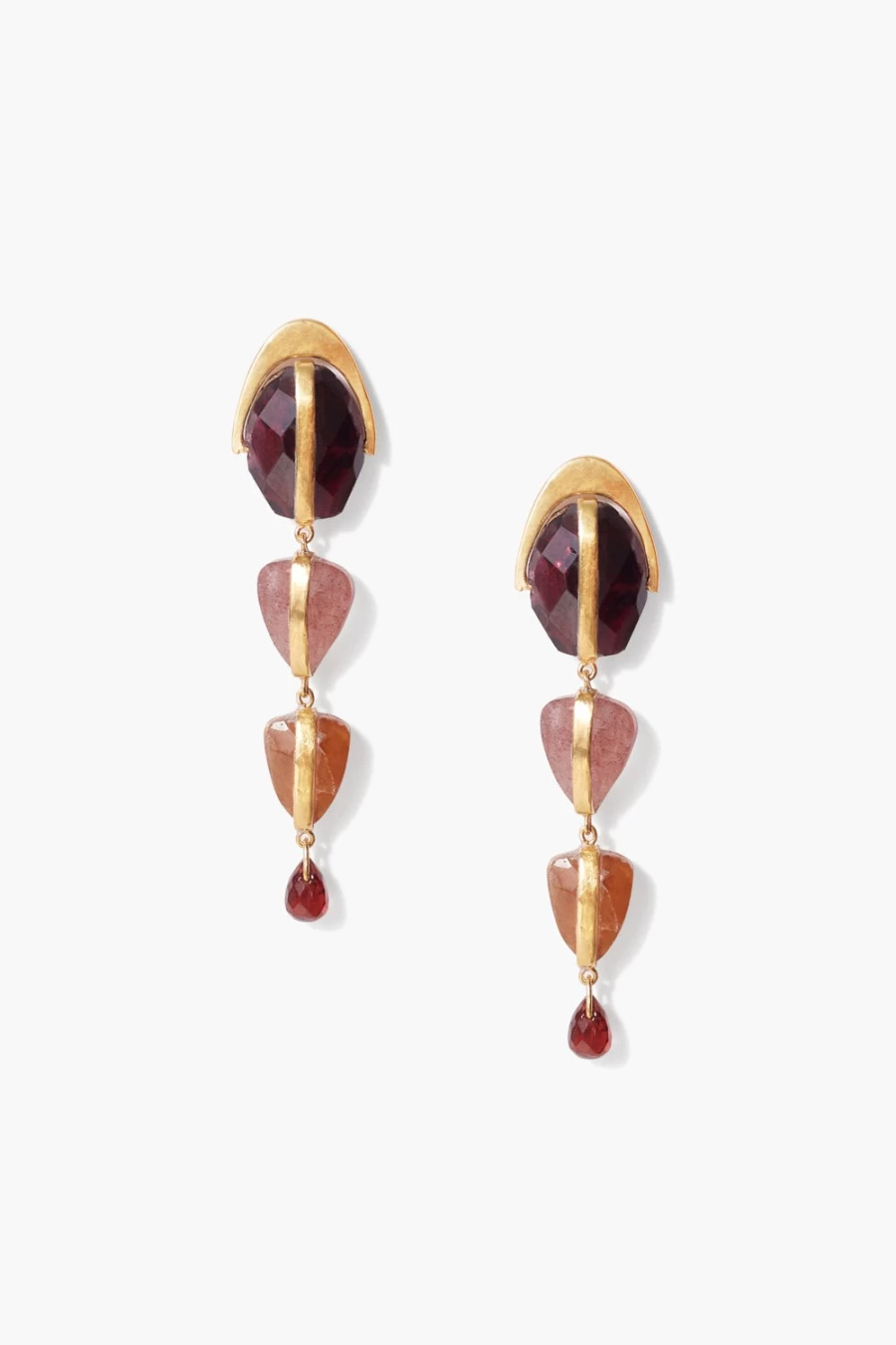 Chan Luu Women's Garnet Mixed Stone Rised Hoop Earrings