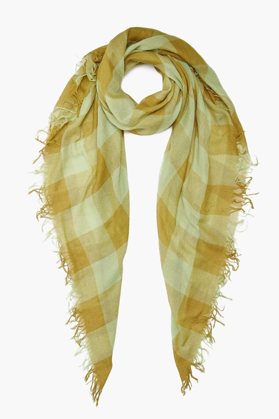 Chan Luu Women's Tarragon Gingham Scarf - Luxurious Cashmere & Silk Blend