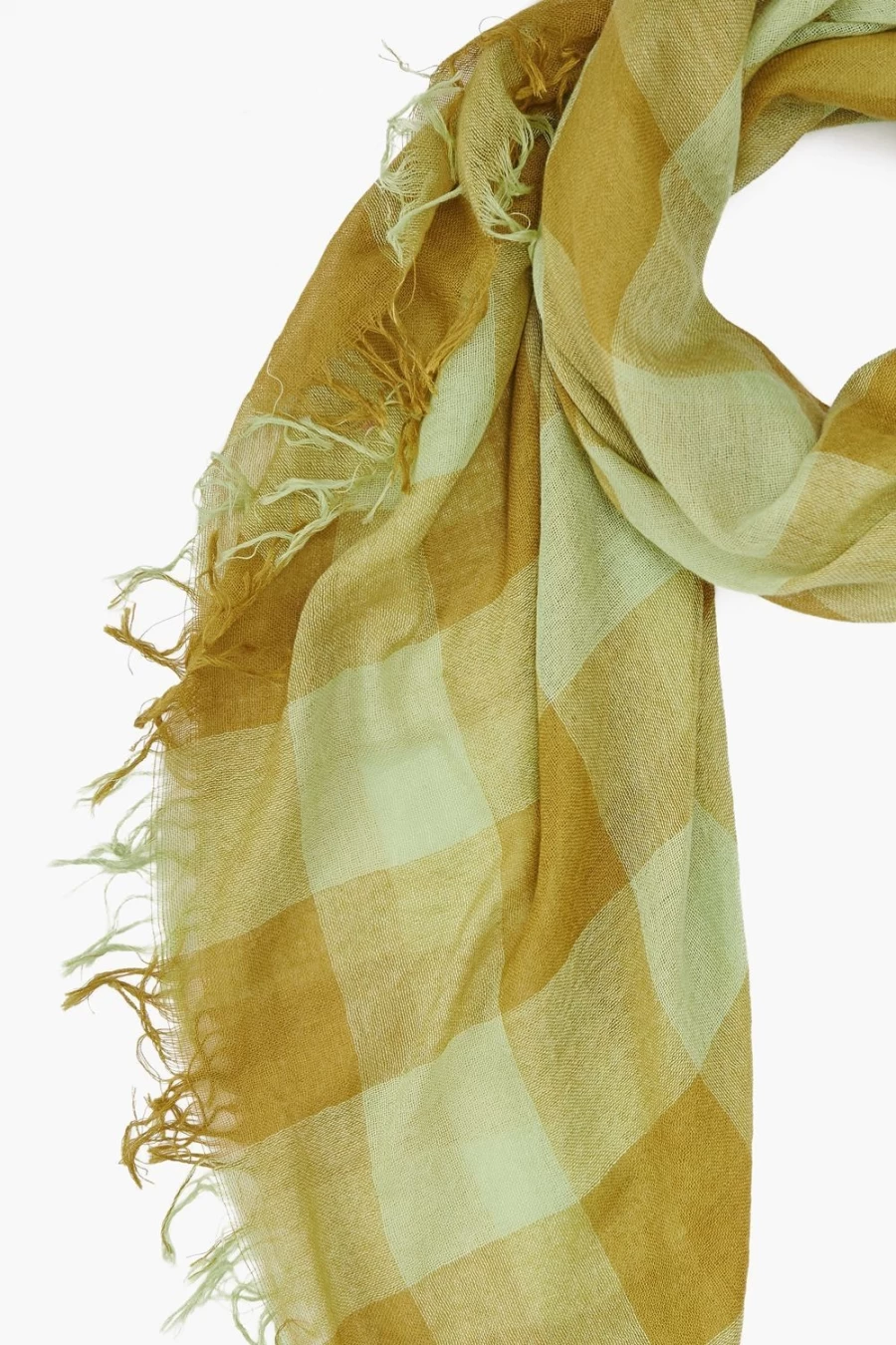 Chan Luu Women's Tarragon Gingham Scarf - Luxurious Cashmere & Silk Blend