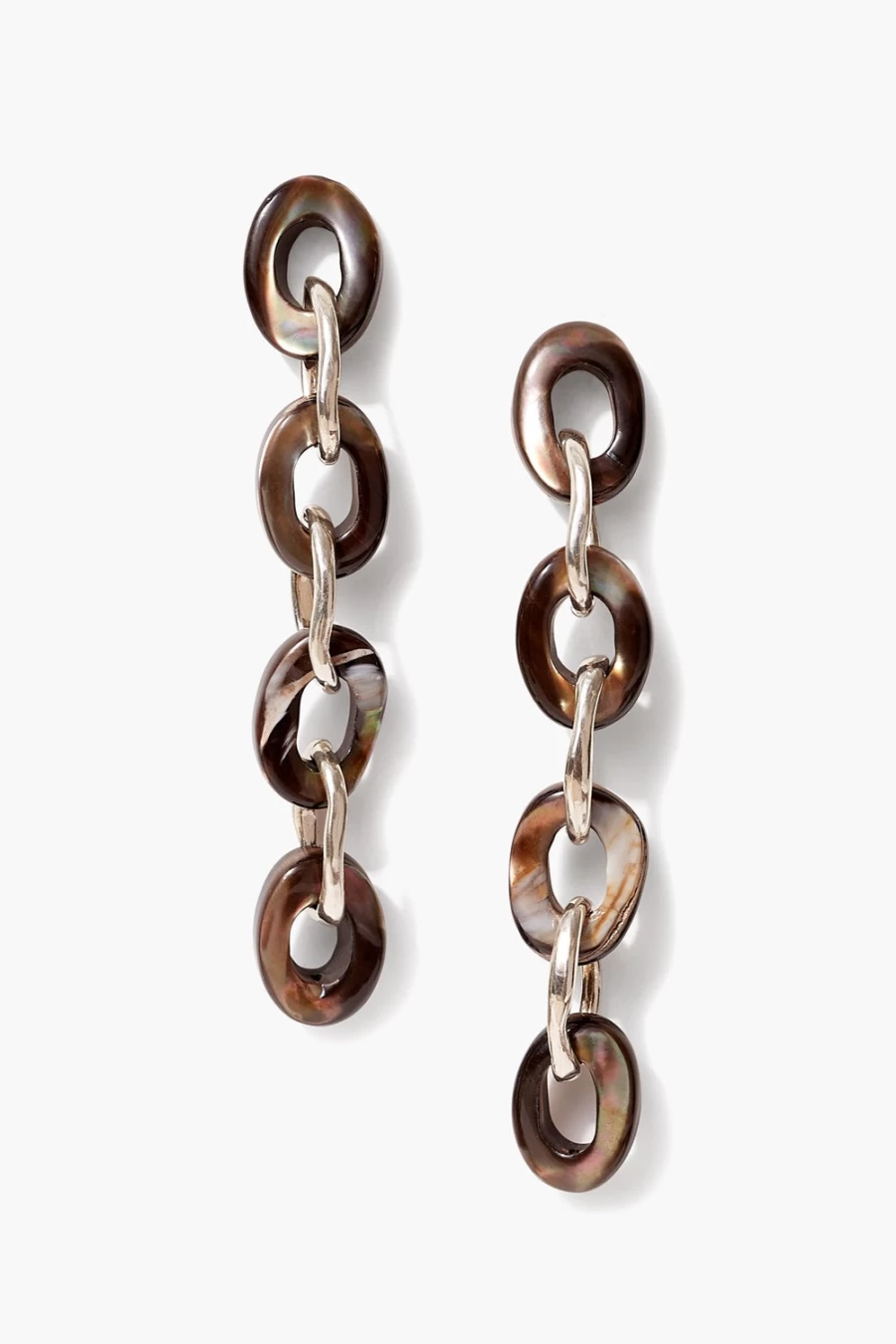 Chan Luu Women's Tidepool Link Earrings in Brown Mop Stone