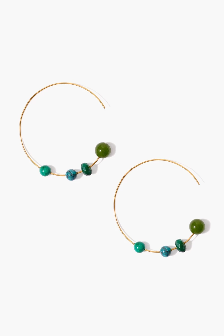 Chan Luu Turquoise Mixed Stone Gaia Hoops for Women - Handcrafted Bohemian Earrings