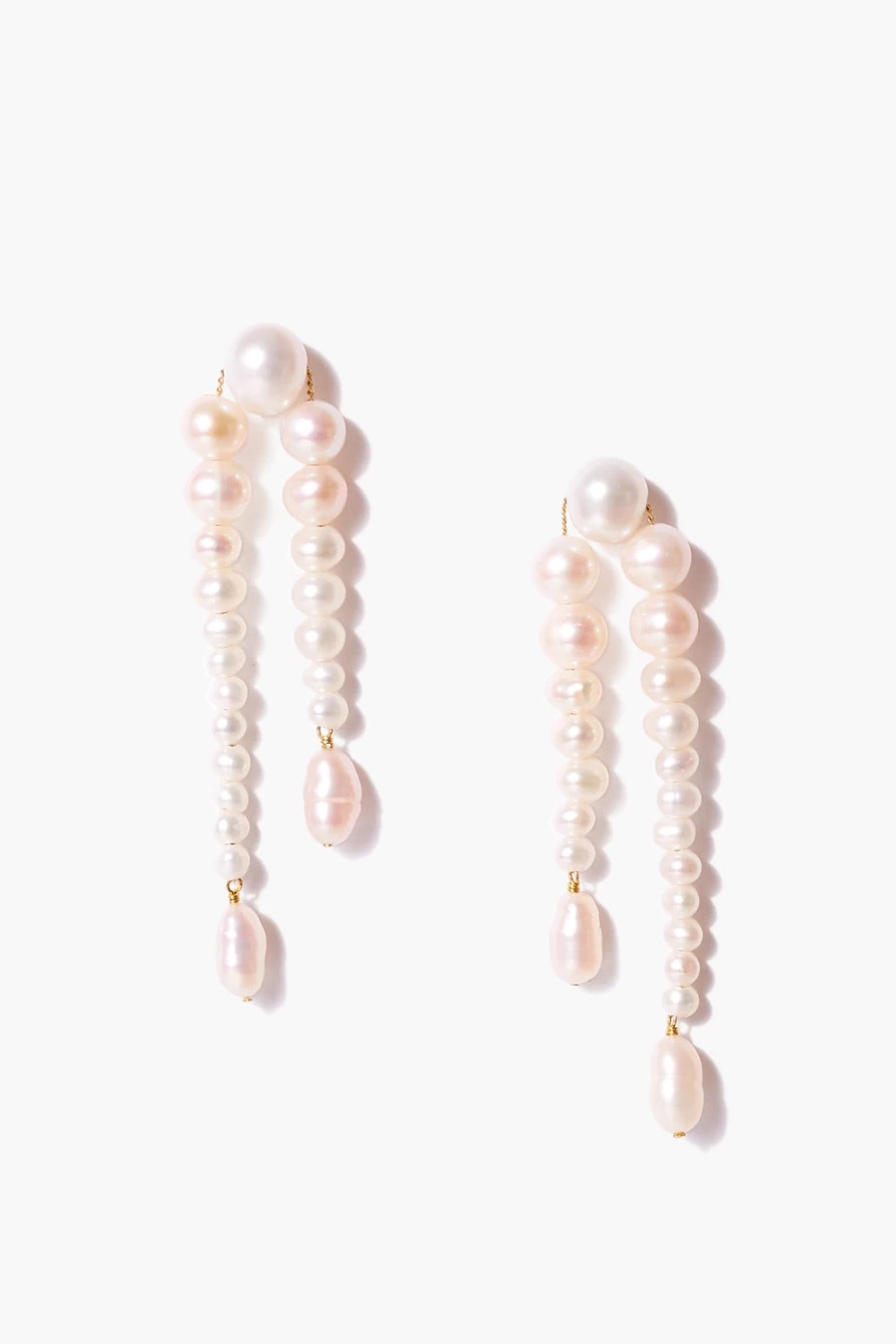 Chan Luu Women's White Pearl Waterfall Earrings - Elegant Dangling Pearl Jewelry