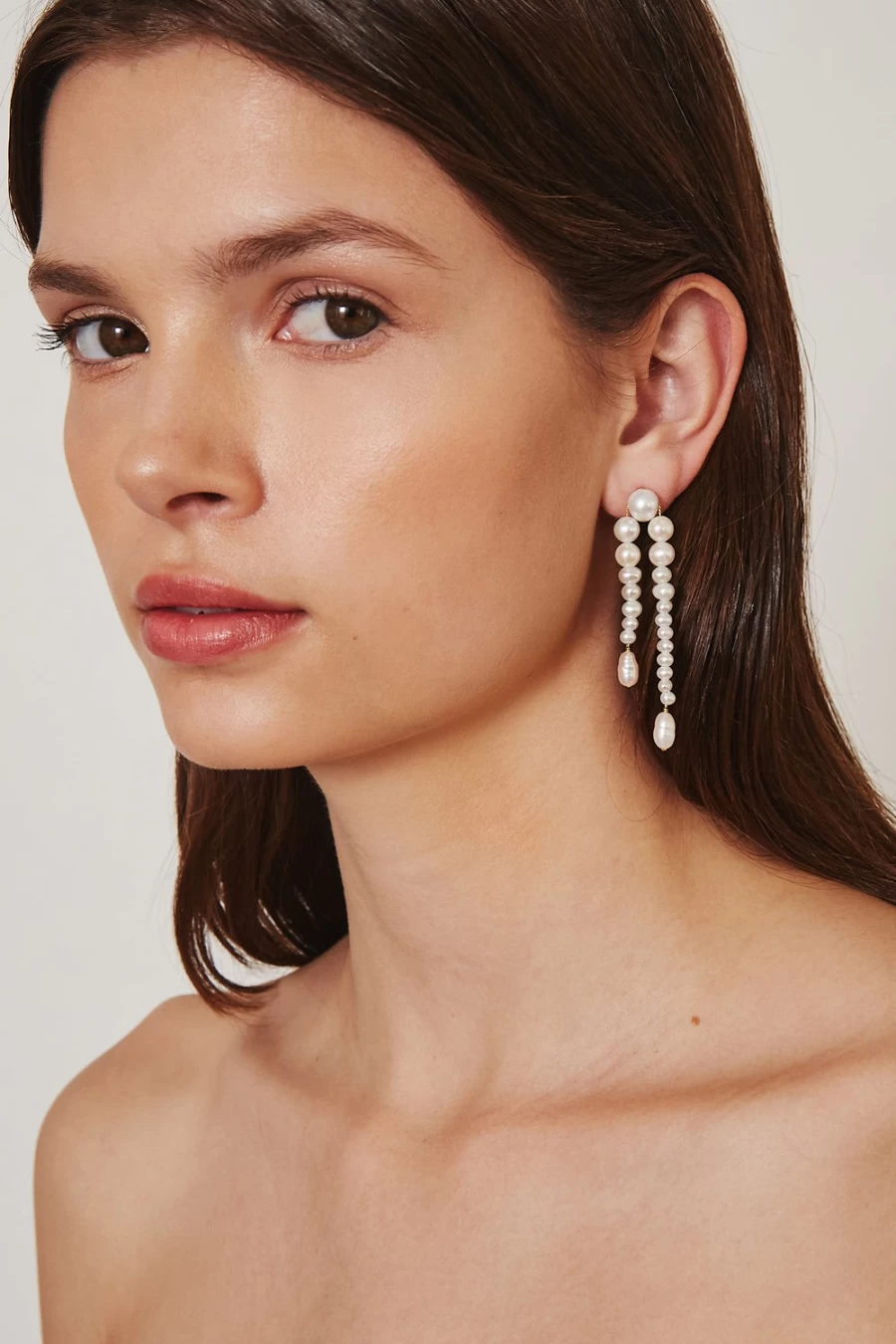 Chan Luu Women's White Pearl Waterfall Earrings - Elegant Dangling Pearl Jewelry