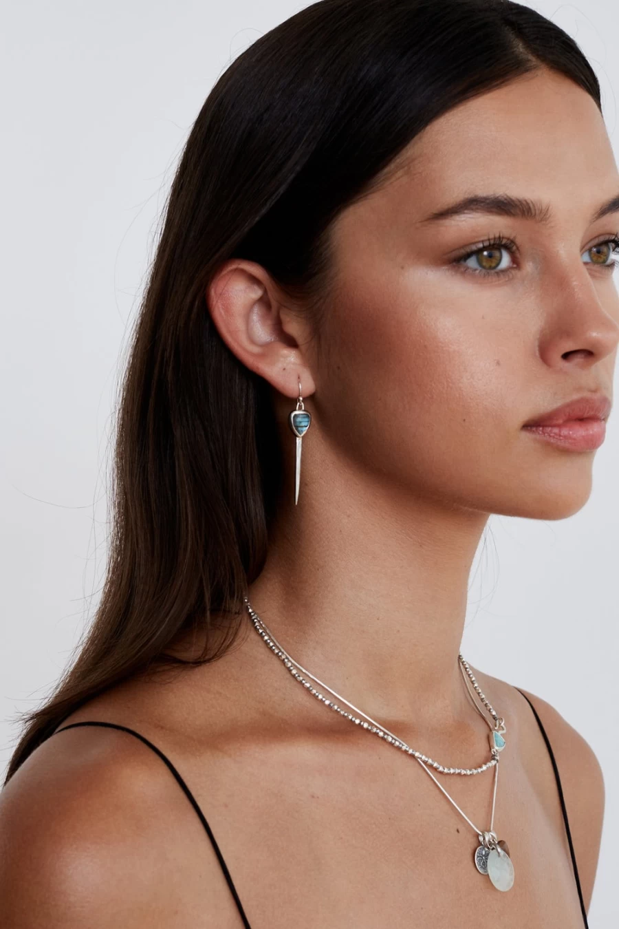 Chan Luu Women's Rahel Dagger Earrings with Genuine Labradorite Gemstone
