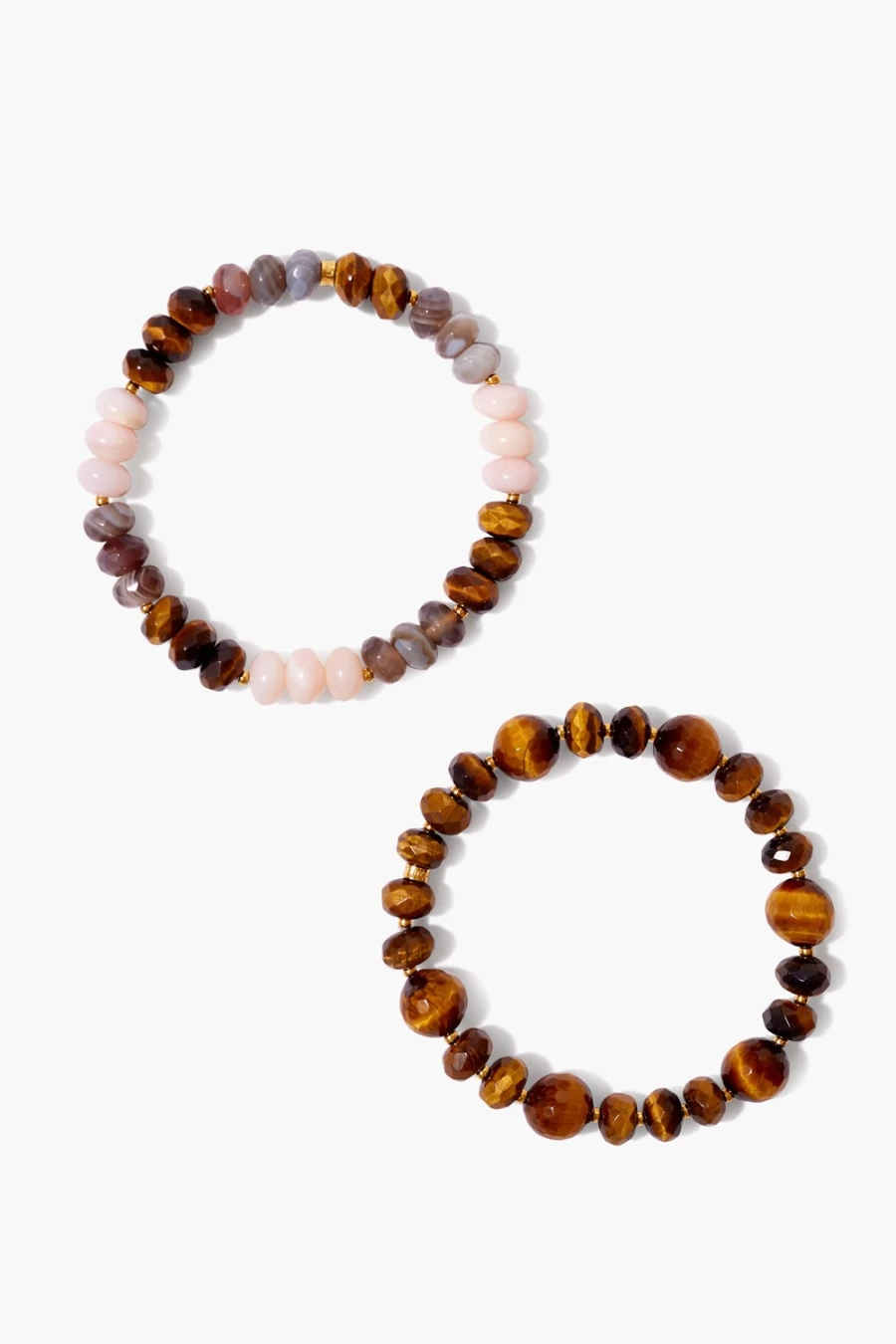 "Chan Luu Women's Tiger's Eye & Gaia Stone Beaded Bracelet Duo"