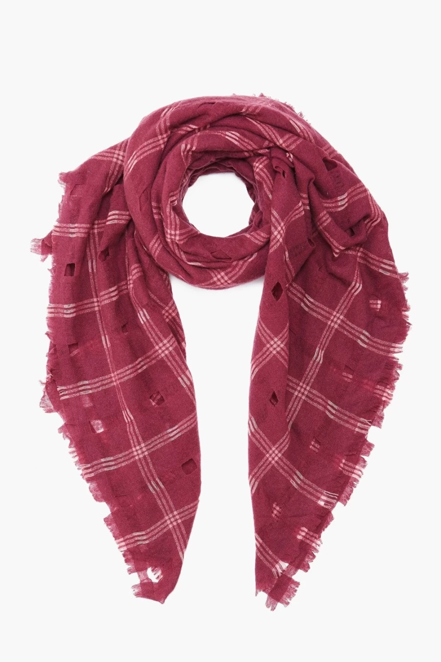 Chan Luu Women's Spiced Wine Plaid Wool Scarf - Soft Winter Wrap Fashion Accessory