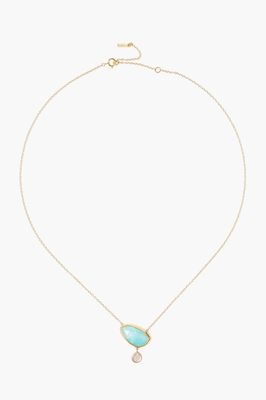 Chan Luu 14K Gold Amazonite and Diamond Drop Cliff Necklace for Women