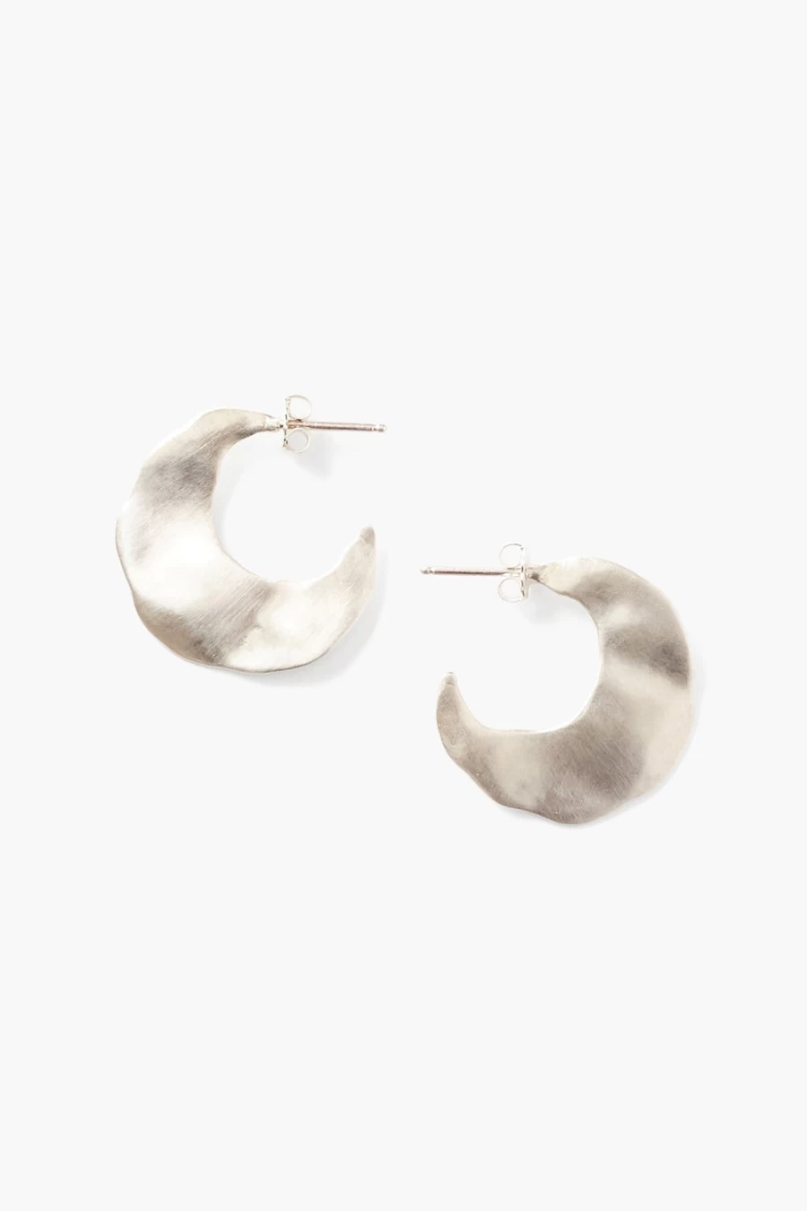 Chan Luu Women's Petite Silver Crescent Wave Earrings - Handcrafted Boho Chic Jewelry