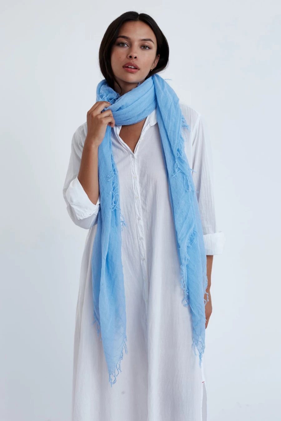 "Chan Luu Women's Baby Blue Cashmere Silk Scarf – Luxurious Soft Wrap"