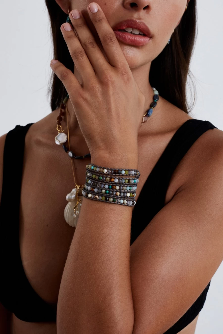Chan Luu Women's Santos Wrap Bracelet in Blue Mix - Handcrafted Boho Style Beaded Jewelry